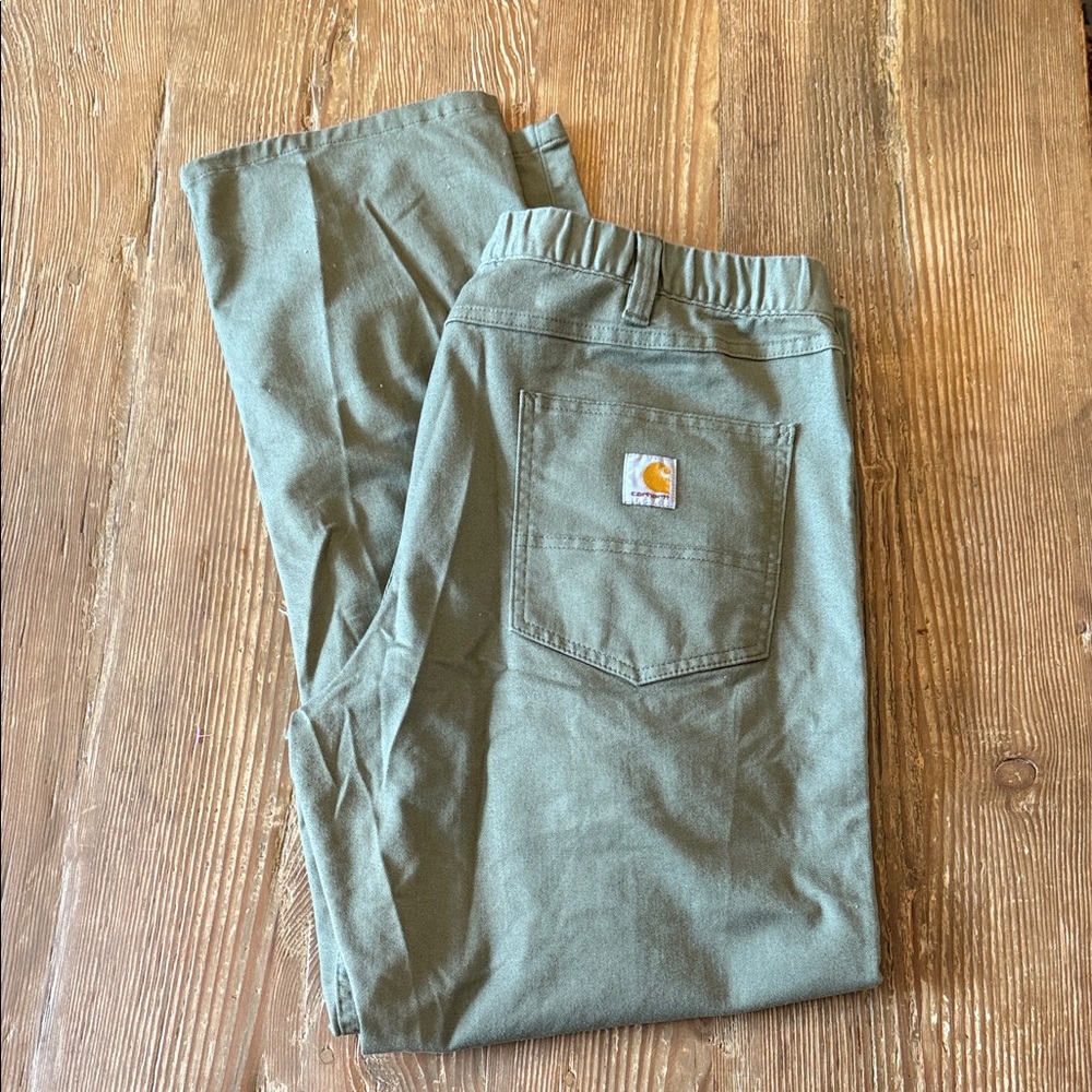 Carhartt Men's WIP Abbot smocked green relaxed fit pants